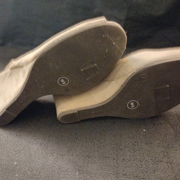 GAP Peep Toe Metallic Suede Platform Heels Pumps size 8 - Picture 6 of 7